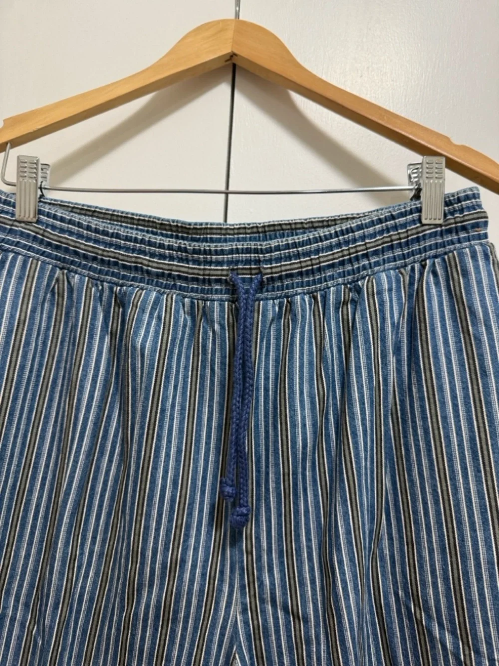 Vintage Orvis 100% Cotton denim stripped elastic waist drawstring pants size 14 - Picture 3 of 8